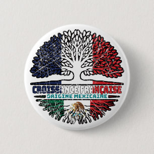 Chapa Redonda De 5 Cm México Bandera de raíces mexicanas de Francia