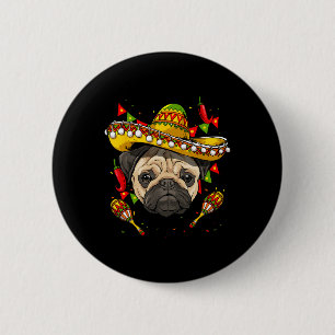 Chapa Redonda De 5 Cm México Cinco De Mayo Pug Amante De Perros Mascota