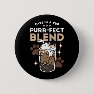 Chapa Redonda De 5 Cm Mezcla perfecta: diseño de café para gato y café
