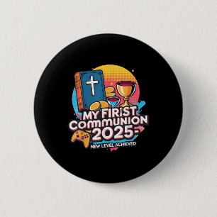 Chapa Redonda De 5 Cm Mi 1er Primera Comunión 2025 Control de Videojuego
