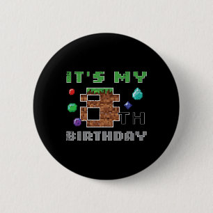 Chapa Redonda De 5 Cm Mi 8º Cumpleaños Pixel 8 Jugador Video Juegos Niño