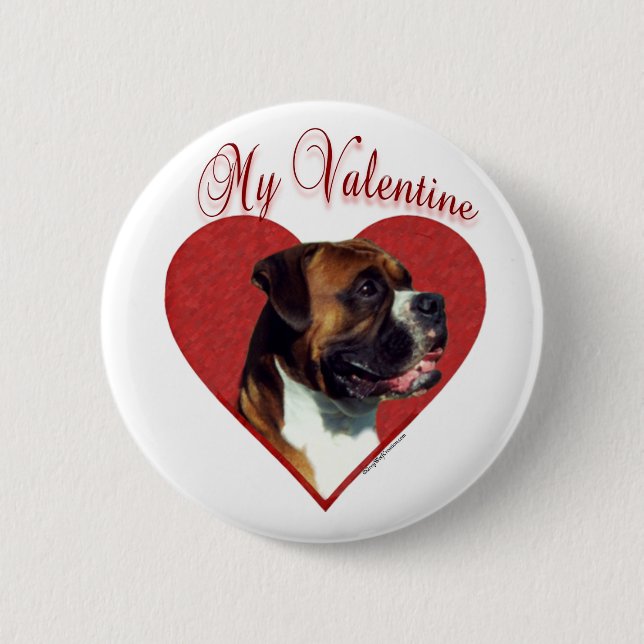 Chapa Redonda De 5 Cm Mi Boxer Valentine (Anverso)