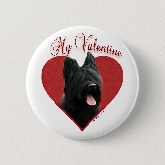 Chapa Redonda De 5 Cm Mi Briard Valentine (Anverso)