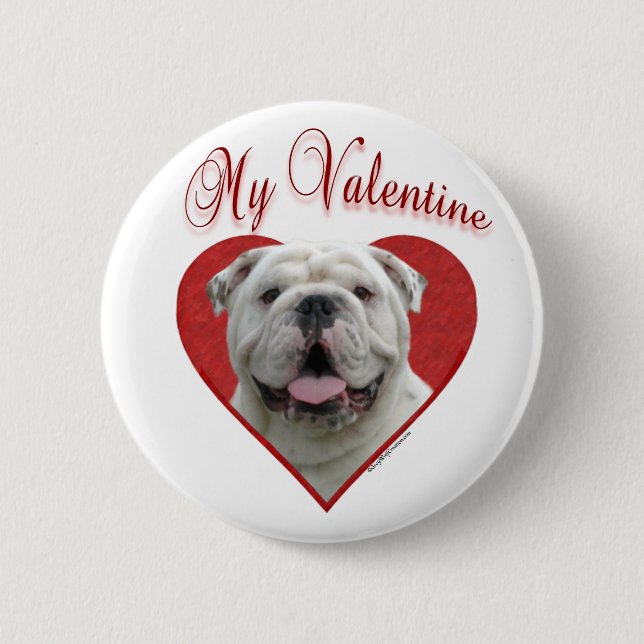Chapa Redonda De 5 Cm Mi Bulldog Valentine (Anverso)