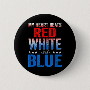 Chapa Redonda De 5 Cm Mi Corazón Gana La Bandera Roja Blanca Y Azul Esta