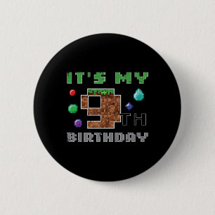 Chapa Redonda De 5 Cm Mi cumpleaños número 9 Pixel 9 Videojuegos Gamer N