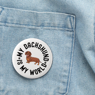 Chapa Redonda De 5 Cm Mi Dachshund es mi mundo cita de perro