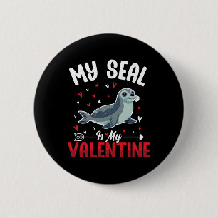 Chapa Redonda De 5 Cm Mi Foca Es Mi San Valentín Lindos Amantes De Anima