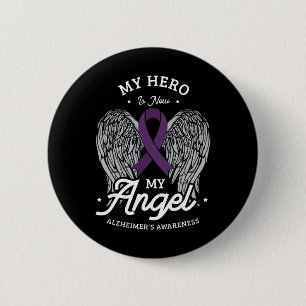 Chapa Redonda De 5 Cm Mi héroe ahora es la conciencia de mi ángel alzhei