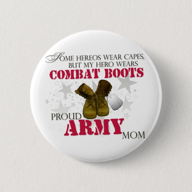 Chapa Redonda De 5 Cm Mi héroe usa botas de combate - Mamá del ejército (Anverso)