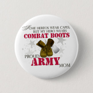 Chapa Redonda De 5 Cm Mi héroe usa botas de combate - Mamá del ejército