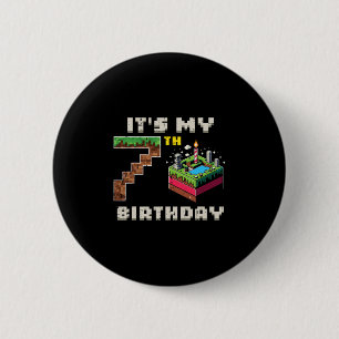 Chapa Redonda De 5 Cm Mi juego de píxeles de cumpleaños número 7 con tar