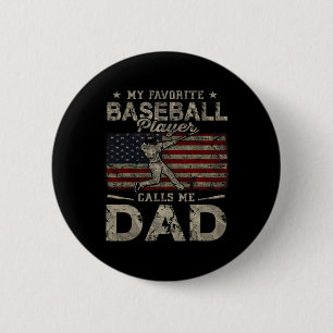 Chapa Redonda De 5 Cm Mi jugador de béisbol favorito me llama papá Padre
