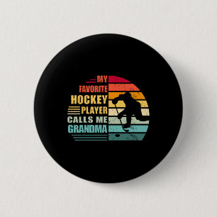 Chapa Redonda De 5 Cm Mi jugador de hockey favorito me llama abuela dive