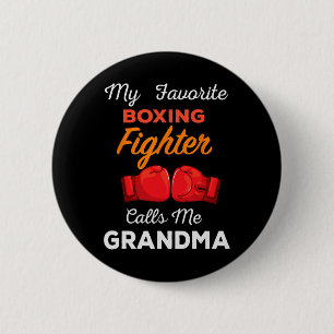 Chapa Redonda De 5 Cm Mi luchador favorito de boxeo me llama abuela Tee