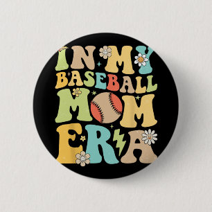 Chapa Redonda De 5 Cm Mi mamá de béisbol era divertida madre de béisbol 
