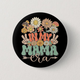 Chapa Redonda De 5 Cm Mi Mamá Era Floral Hippie Groovy Retro Daisy Madre
