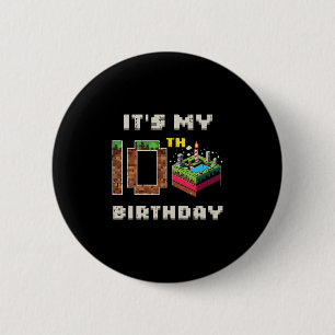 Chapa Redonda De 5 Cm Mi pastel de cumpleaños número 10 Pixel juego 10 T