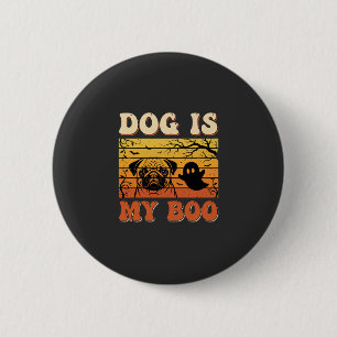 Chapa Redonda De 5 Cm Mi perro de Halloween es mi diseño de pug fantasma