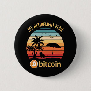 Chapa Redonda De 5 Cm Mi Plan de Jubilación Bitcoin Playa Atardecer