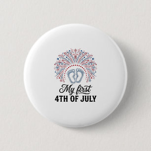 Chapa Redonda De 5 Cm Mi Primer 4 de Julio Bebé Pies Camiseta Patriótica