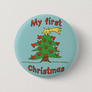 Chapa Redonda De 5 Cm Mi primer navidad (diseño feliz del árbol)