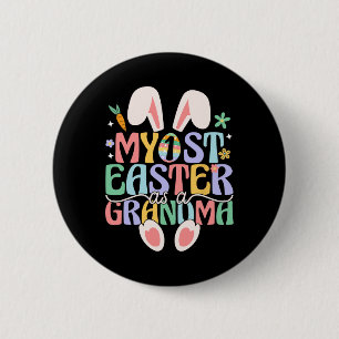 Chapa Redonda De 5 Cm Mi primer Pascua como abuela divertido conejo de P