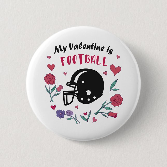Chapa Redonda De 5 Cm Mi tarjeta de San Valentín invita al fútbol (Anverso)