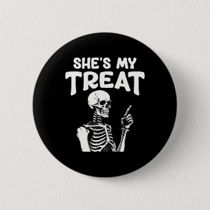 Chapa Redonda De 5 Cm Mi tratamiento Skeleton coincidiendo con Halloween