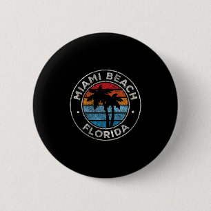 Chapa Redonda De 5 Cm Miami Beach Florida Fl Vintage Gráfico Retro 70