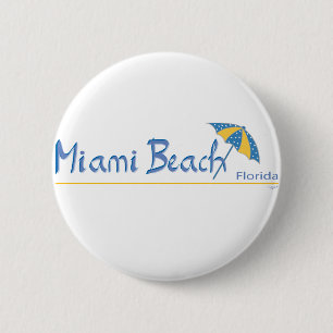Chapa Redonda De 5 Cm Miami Beach, Florida Umbrella Guay