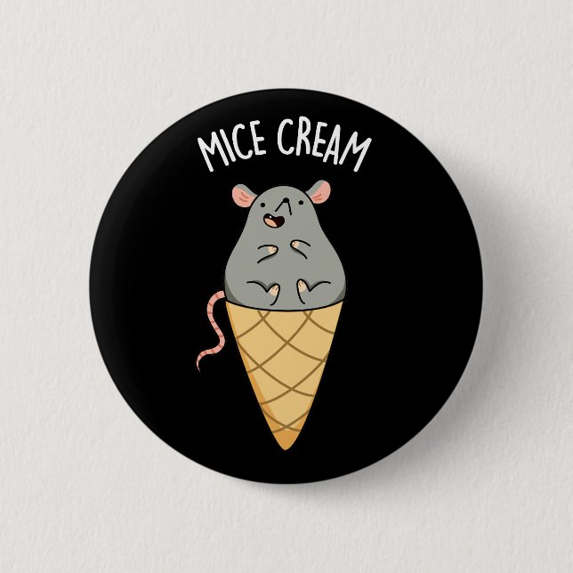 Chapa Redonda De 5 Cm Mice Cream Funny Ice Cream Pun Dark BG (Anverso)