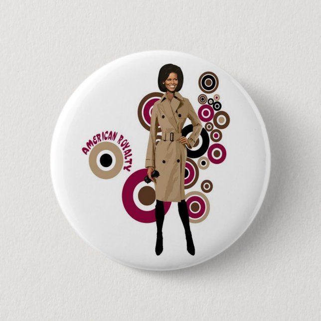 Chapa Redonda De 5 Cm Michelle Obama Pin (Anverso)