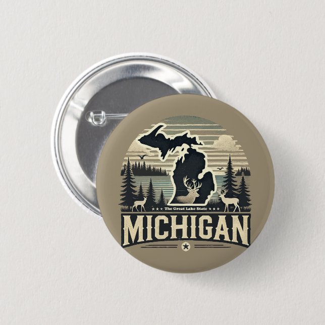 Chapa Redonda De 5 Cm Michigan (Anverso y reverso)