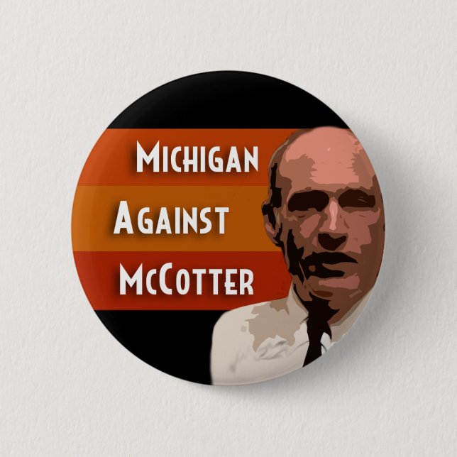 Chapa Redonda De 5 Cm Michigan contra McCotter (Anverso)