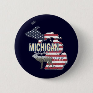 Chapa Redonda De 5 Cm Michigan Estados Unidos Retro State Map Vintage US