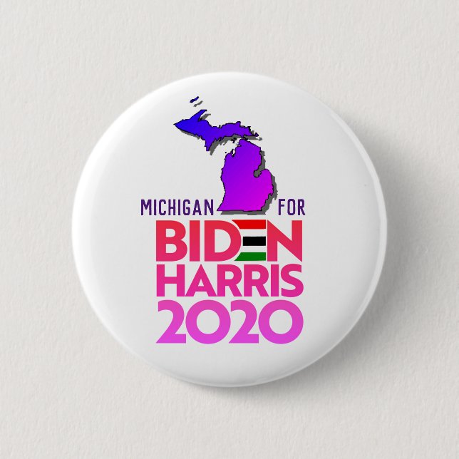 Chapa Redonda De 5 Cm Michigan para Biden Harris 2020 (Anverso)
