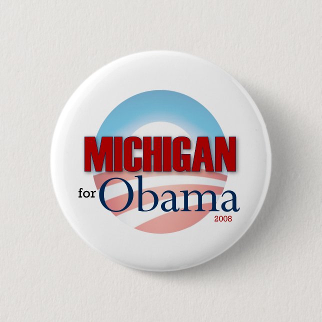 Chapa Redonda De 5 Cm Michigan para Obama (Anverso)