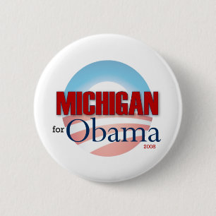 Chapa Redonda De 5 Cm Michigan para Obama