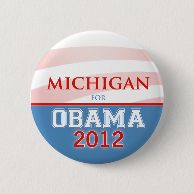 Chapa Redonda De 5 Cm MICHIGAN para Obama 2012 (Anverso)