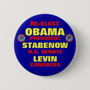 Chapa Redonda De 5 Cm Michigan para Obama Stabenow Levin