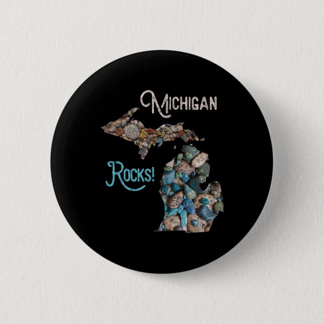 Chapa Redonda De 5 Cm Michigan sacude piedra Petoskey Cazando a Tee Grea (Anverso)