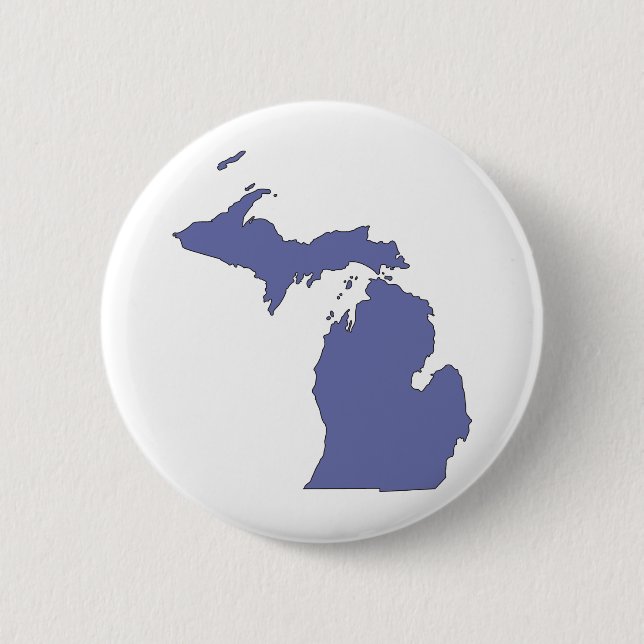 Chapa Redonda De 5 Cm Michigan: Un estado AZUL (Anverso)