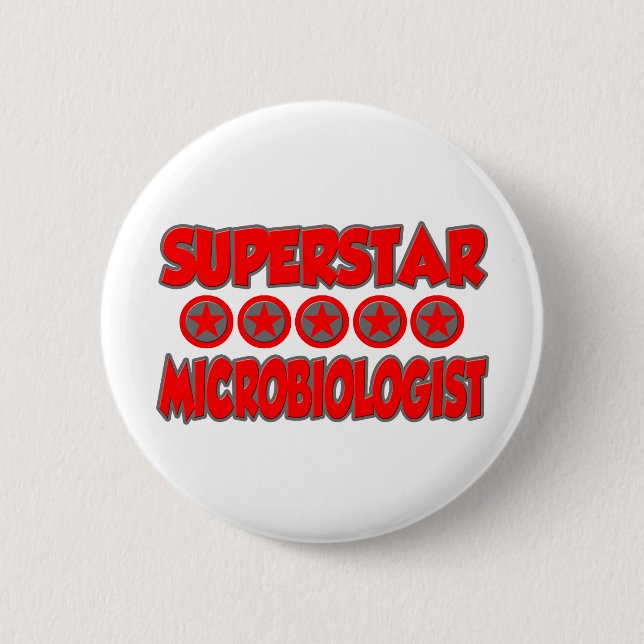 Chapa Redonda De 5 Cm Microbiólogo superestrella (Anverso)