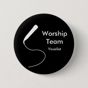 Chapa Redonda De 5 Cm MicrophoneWhite, vocalista, WorshipTeam