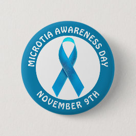Chapa Redonda De 5 Cm Microtia Blue Awareness Day Ribbon