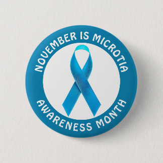 Chapa Redonda De 5 Cm Microtia Blue Awareness Month Ribbon