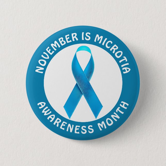 Chapa Redonda De 5 Cm Microtia Blue Awareness Month Ribbon (Anverso)