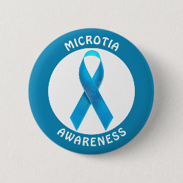 Chapa Redonda De 5 Cm Microtia Blue Awareness Ribbon