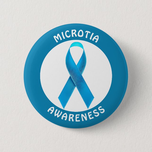 Chapa Redonda De 5 Cm Microtia Blue Awareness Ribbon (Anverso)